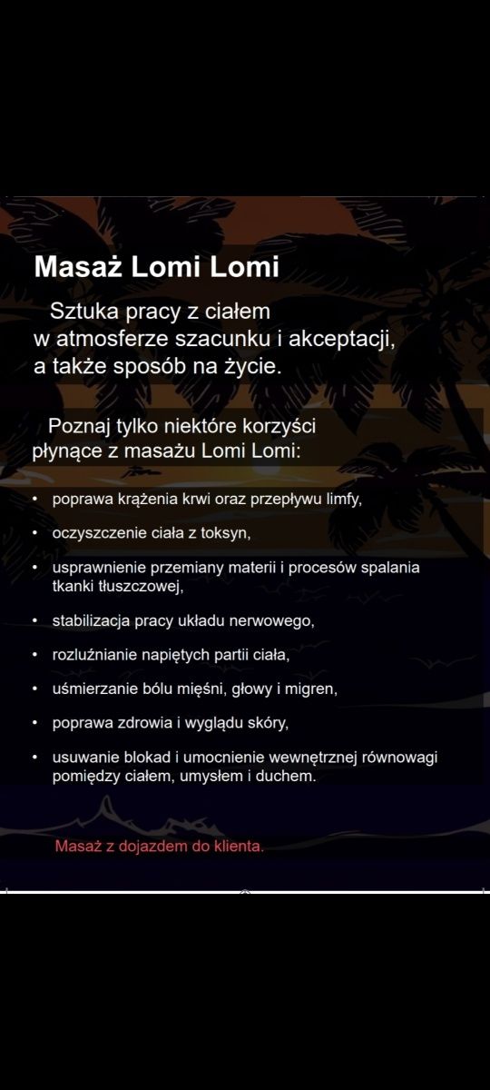 Masaż Hawajski Lomi Lomi . Promocja!!!