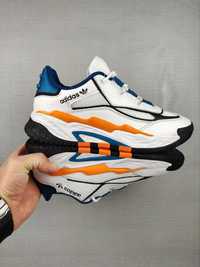 Чоловічі кросівки Adidas Niteball білий з синім помаранчевим 6035 ТОП