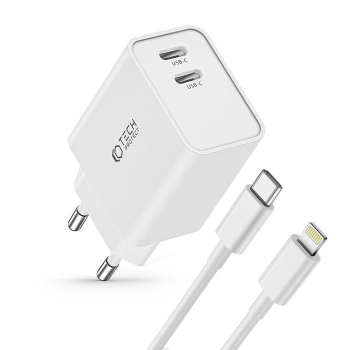 Charger Tech-Protect C35W z Kablem Lightning PD35W - Biały