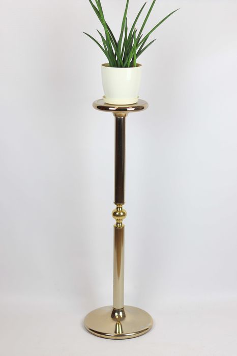 Metalowy kwietnik postument złoty vintage