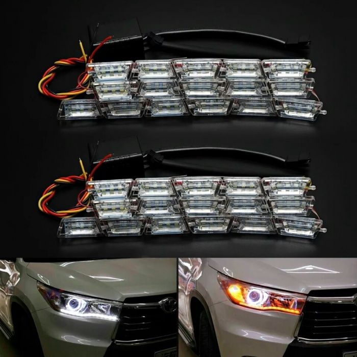 Crystal LED DRL ДХО с бегущим поворотом динамические моргающ кристаллы