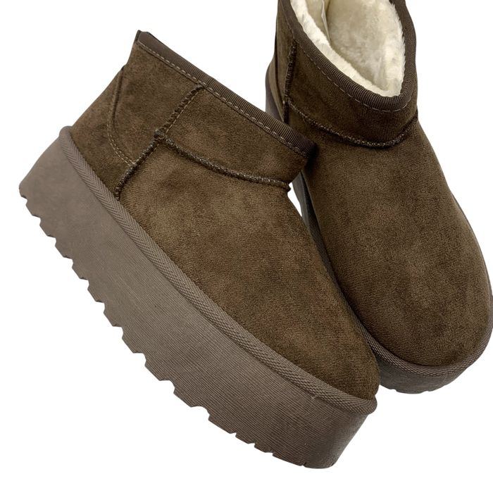 Buty zimowe śniegowce brązowe czekoladowe na platformie ocieplane r 40