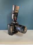Canon EOS 33 + Grip + EF 90–300mm USM + LAMPA SPEEDLITE 420EX