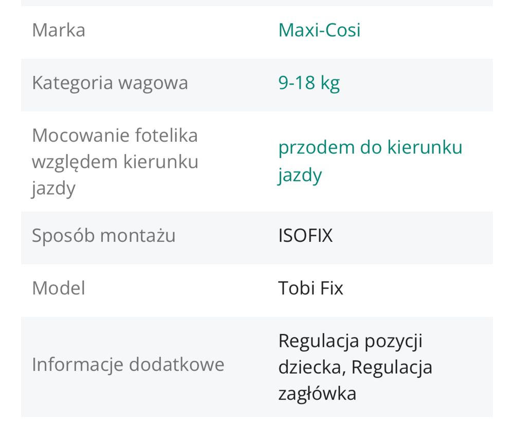 Fotelik samochodowy Maxi-cosi Tobi Fix 9-18 kg