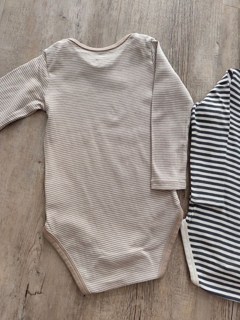 Nowe body z długim rękawem w paski H&M 86