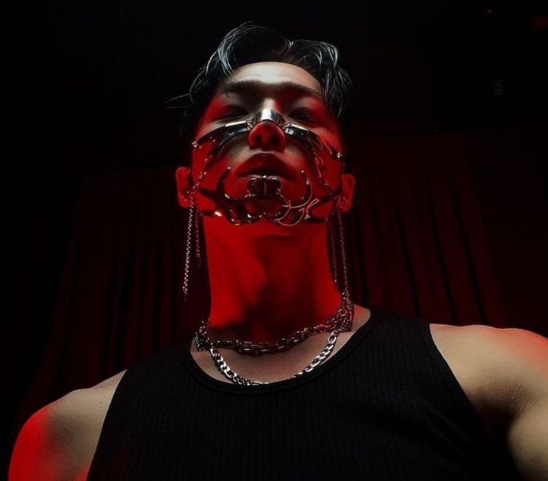 Металева декоративна маска в стилі кібепанк / фетиш / косплей