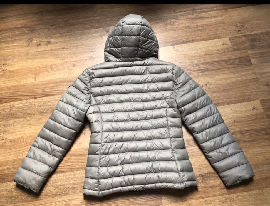 Kurtka Geographical Norway taupe pikowana z kapturem puchowa zimowa