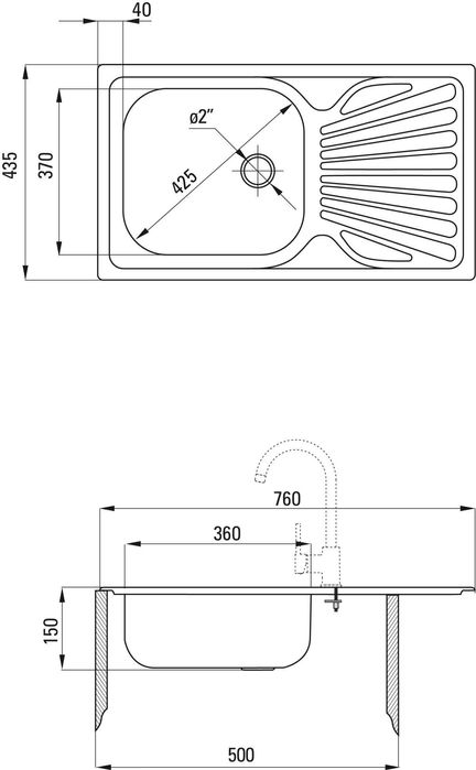 Zlewozmywak Deante Techno satynaZMU_0110+ złączki odpływowe  Zestaw