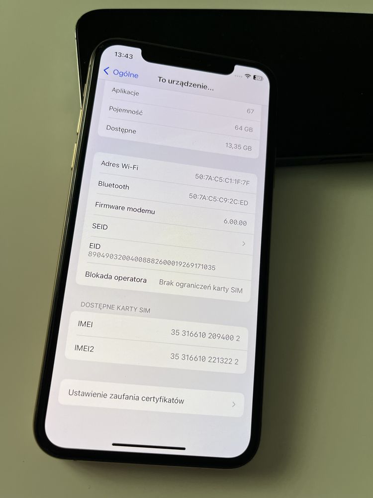 Telefon iPhone xs gold złoty 64 gb