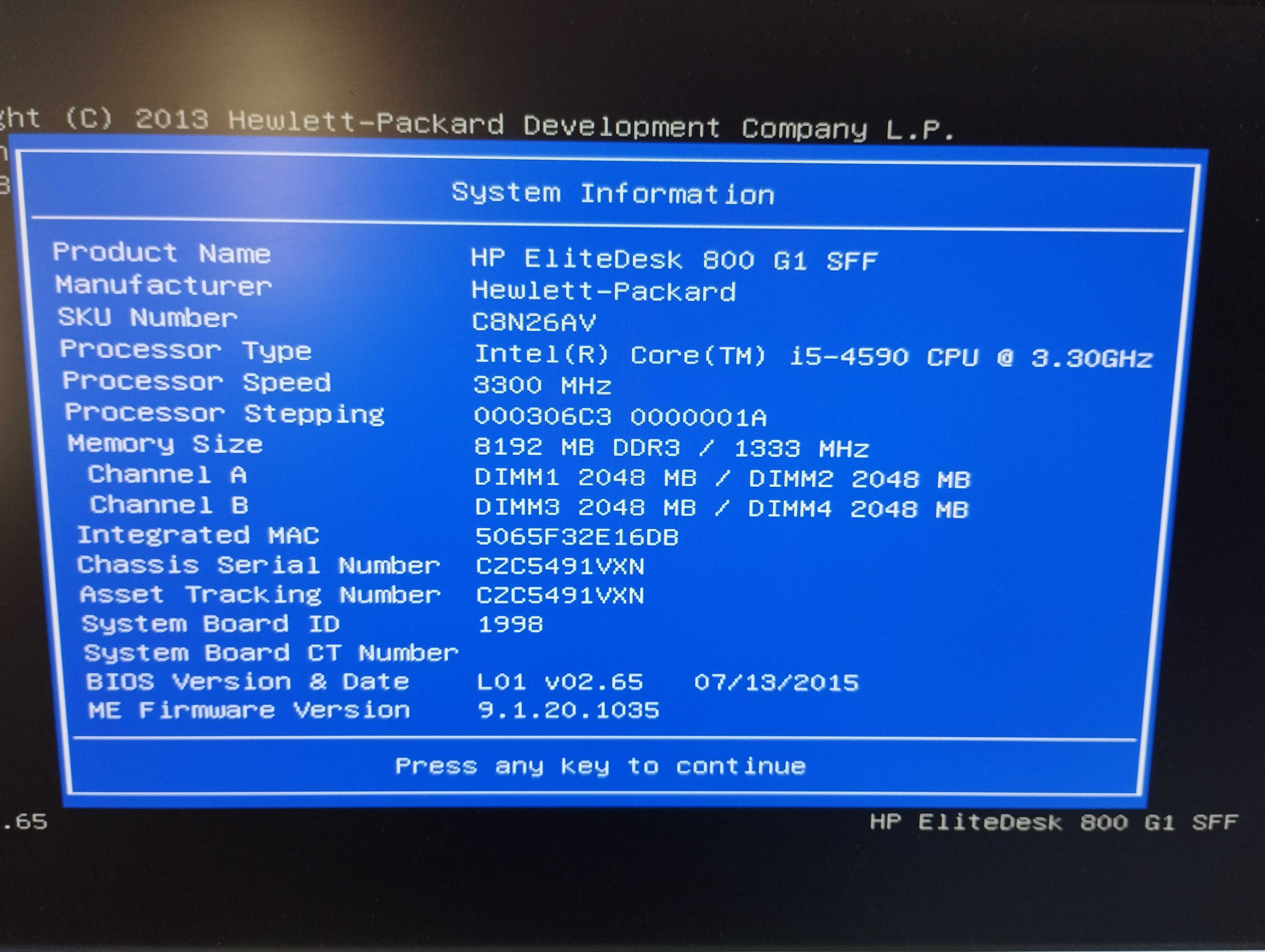 ПК / PC / HP EliteDesk 800 G1 / i5 - 4590 / 8 DDR3 / No HDD / SFF