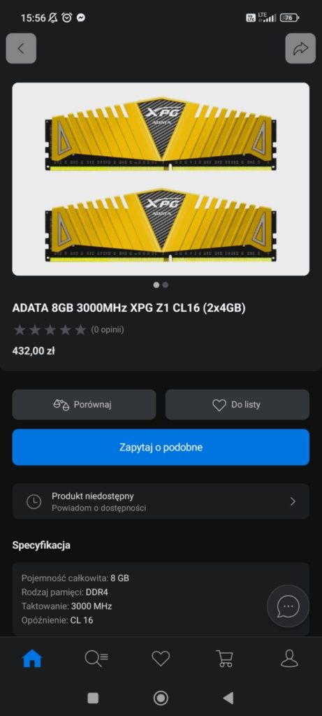 Pamięć RAM 8 GB DDR 4 do komputera