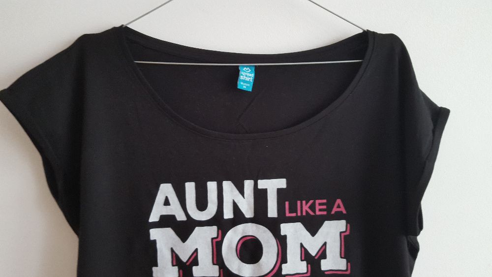 Czarny t-shirt dla cioci aunt like mom only cooler NEWBORN prezent