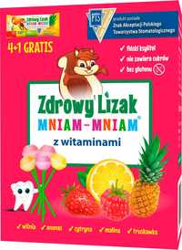 Zestaw zdrowy lizak mniam-mniam z witaminami - 5 smaków - 4 +1 gratis