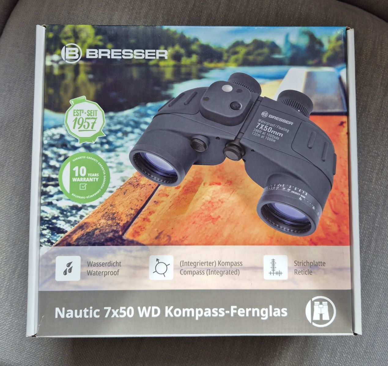 Lornetka morska żeglarska Bresser Nautic  7x50 wodoszczelna (IPX7) ko