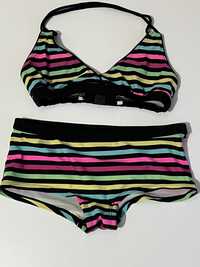 Lindex dwuczęściowy strój kąpielowy /bikini  Deseń w kolorowe paski,