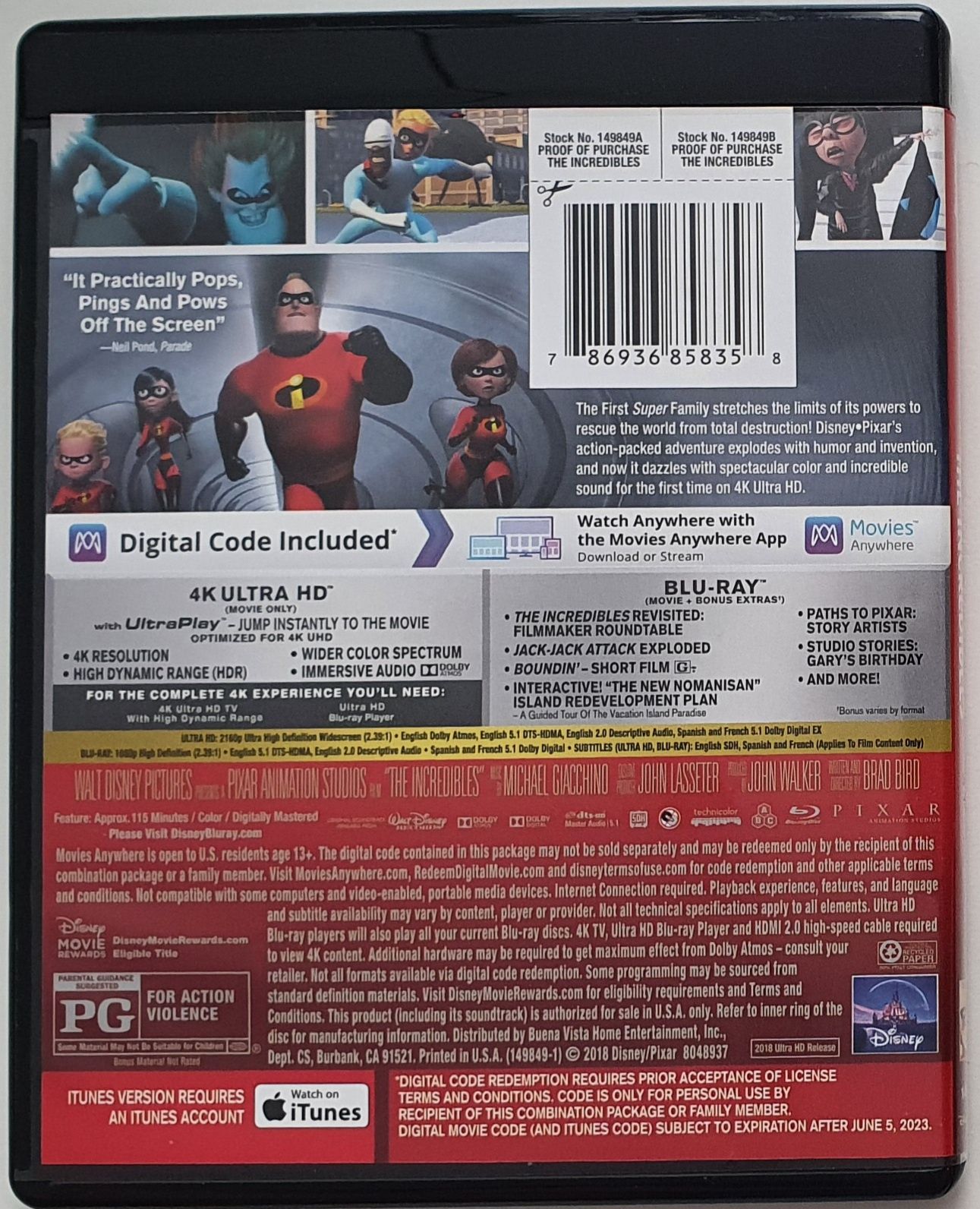 "Iniemamocni" / "Incredibles" 4K UHD + Blu-Ray USA bez PL