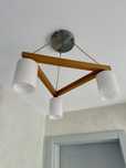 Lampa wisząca żyrandol 3xE14 nowoczesny loft drewniany biały srebrny