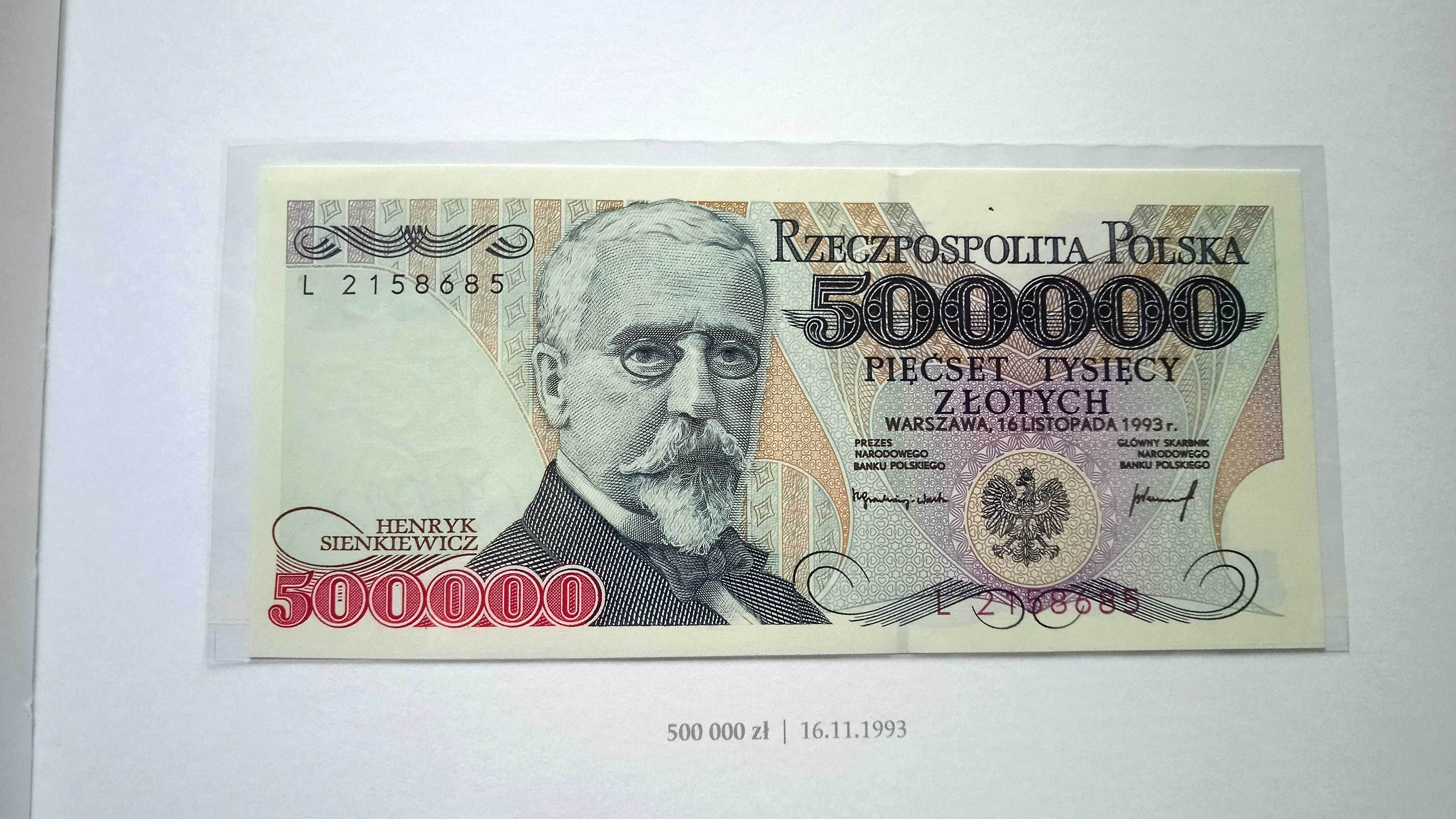 Banknot PRL   500000 zł   1993    L   st.1 UNC