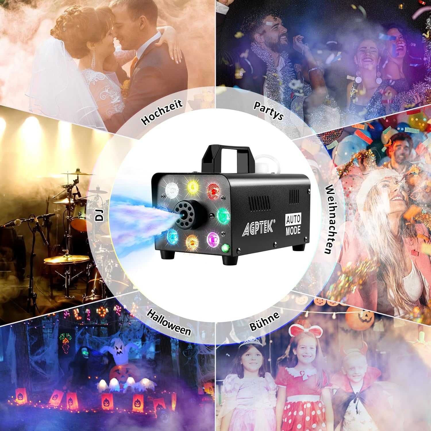 Mocna Maszyna Wytwornica Dymu Dymiarka 500w Rgb WESELE IMPREZA DJ