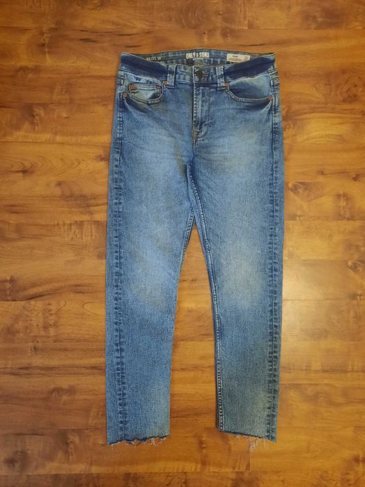Spodnie jeansowe, jeansy skinny Only&Sons W30L32, M skracane, obcinane
