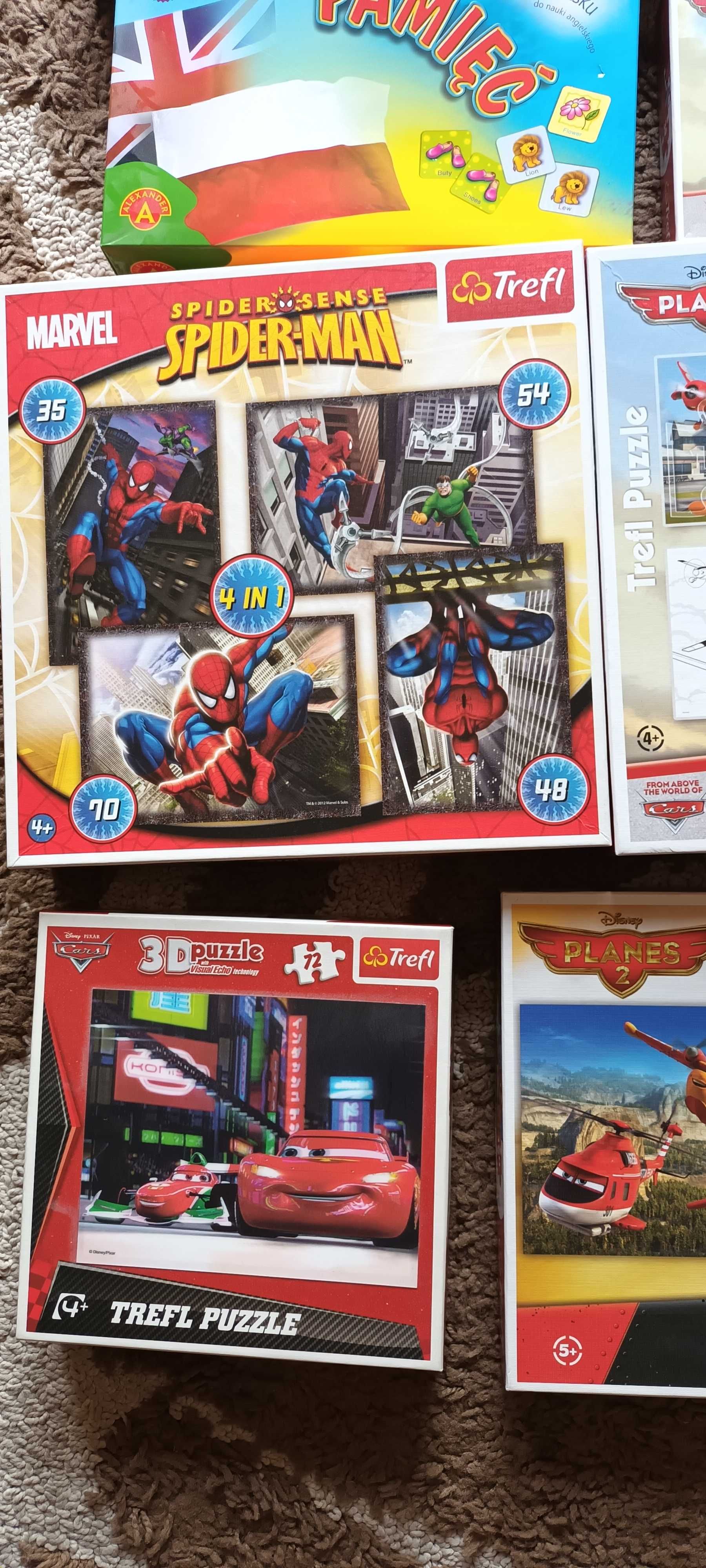 Puzzle zestaw dla dzieci 9 sztuk + 3 gry+ czapka z daszkiem  Auta