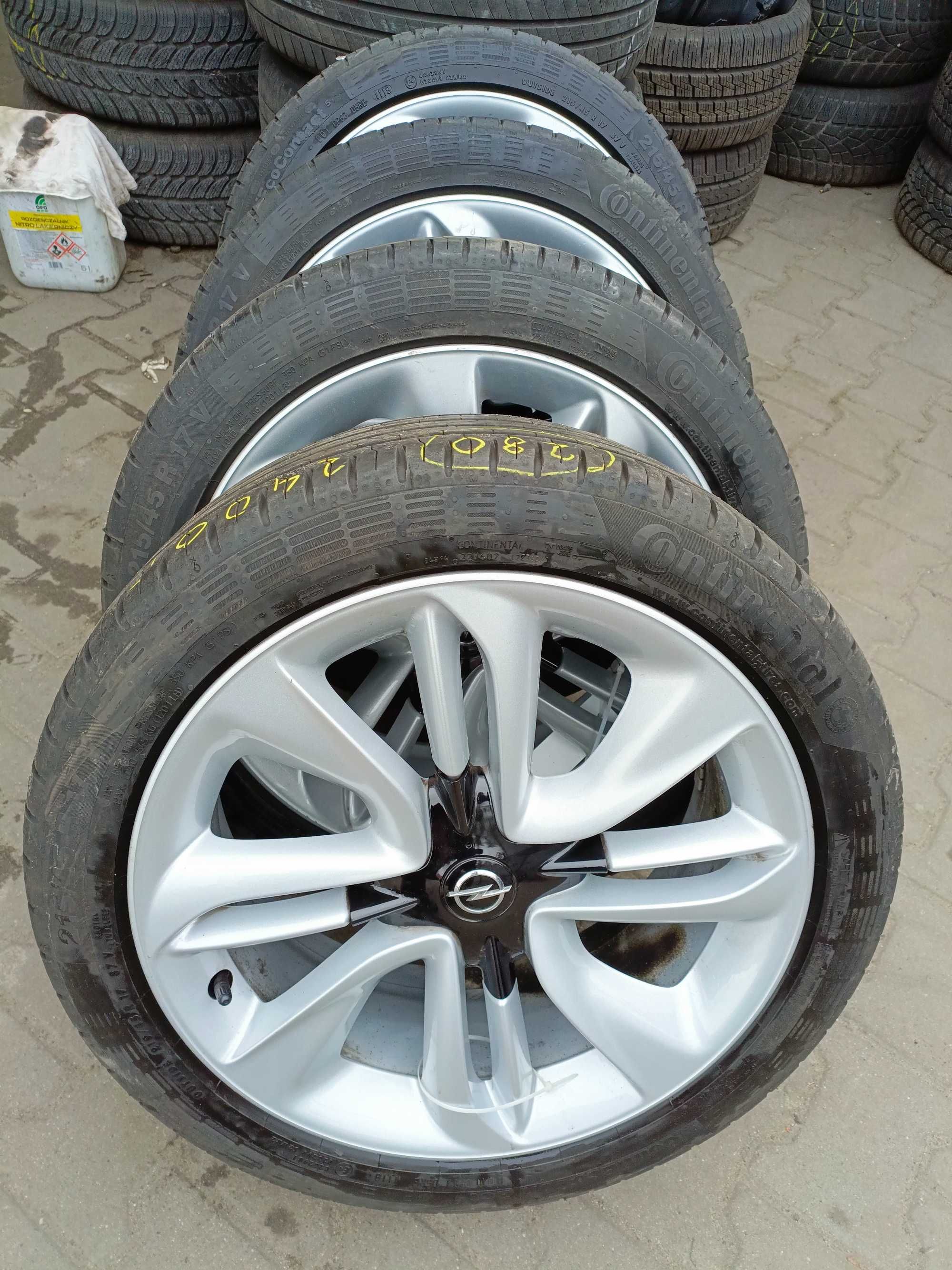 koła aluminiowe OPEL 4x100 7jx17 215/45/17 Continental jak NOWE