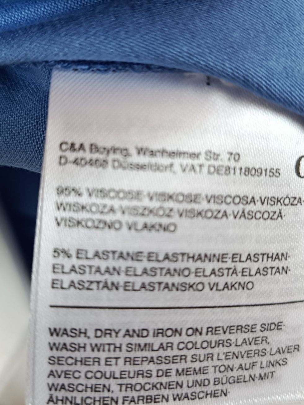 Nowa niebieska bluzka damska z krótkim rękawem C&A bawełna rozmiar 48