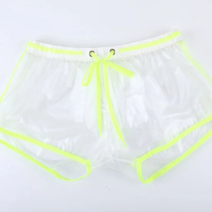 Sexowne Męskie Kąpielówki Przeźroczyste z Neonowym Wykończeniem - L