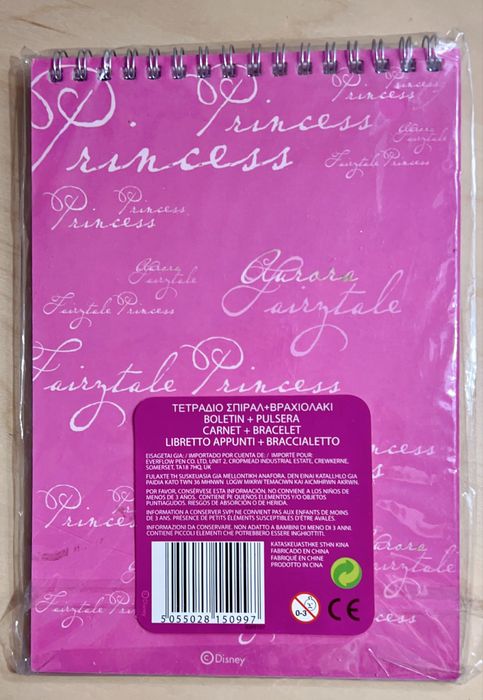 Bloco de notas Princesas Dianey + pulseira exclusiva
