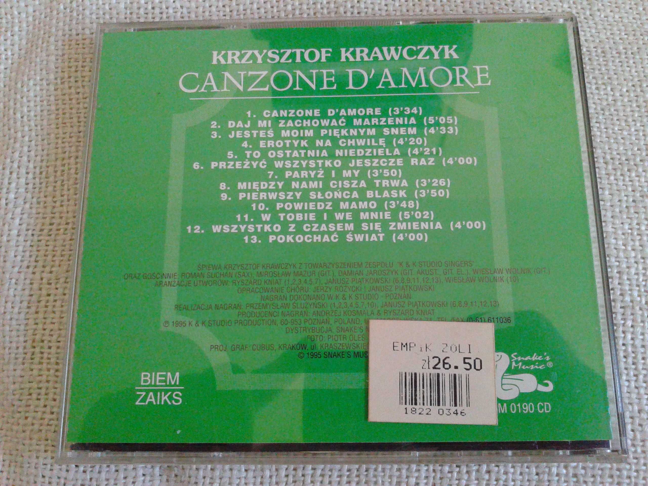 Krzysztof Krawczyk - Canzone D'Amore  CD