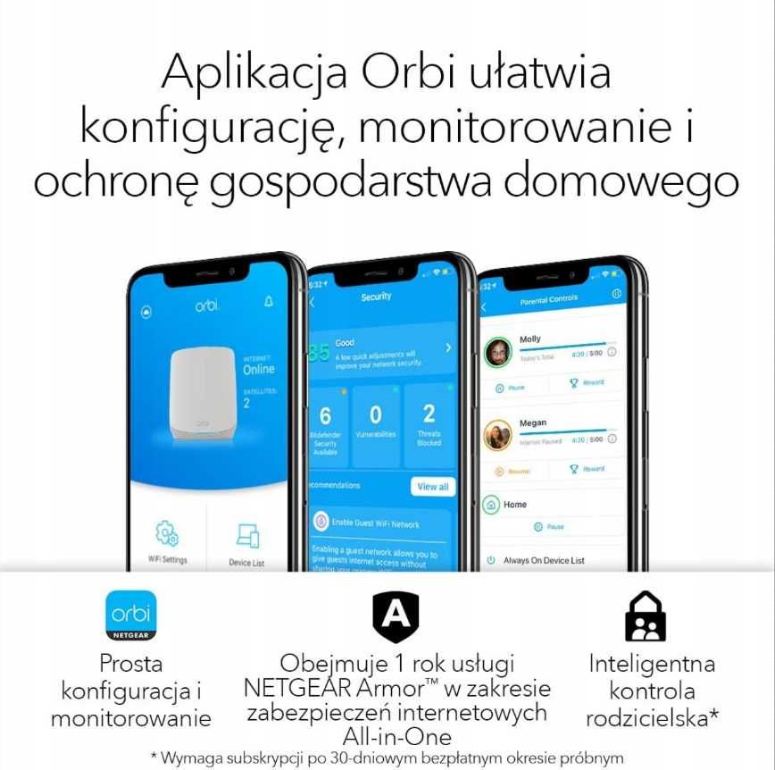 Wzmacniacz sygnału NETGEAR Orbi System RBK762S Wifi 6 mesh nowy okazja