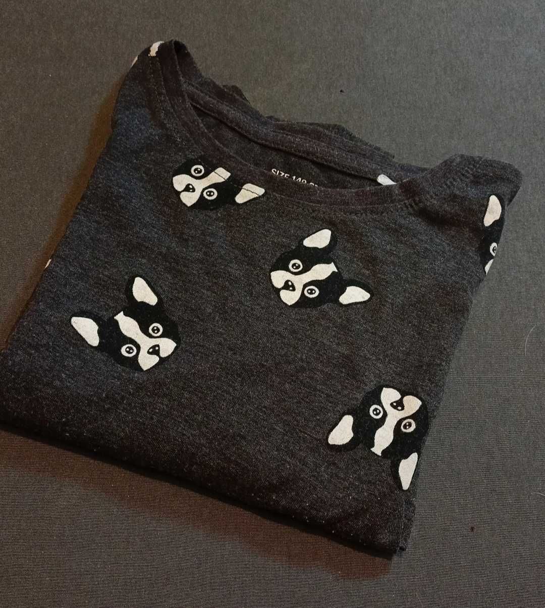 PRZEPIĘKNY ciemno szary t-shirt w buldogi z Reserved