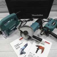 Makita 3 в 1 комплект - болгарка, дрель, лобзик