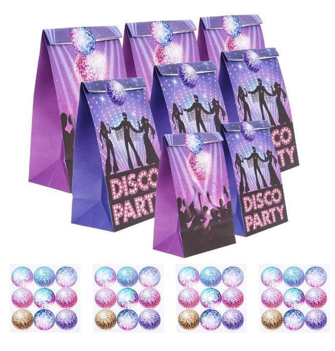 24 torebki papierowe 10x8 x22cm Disco Party