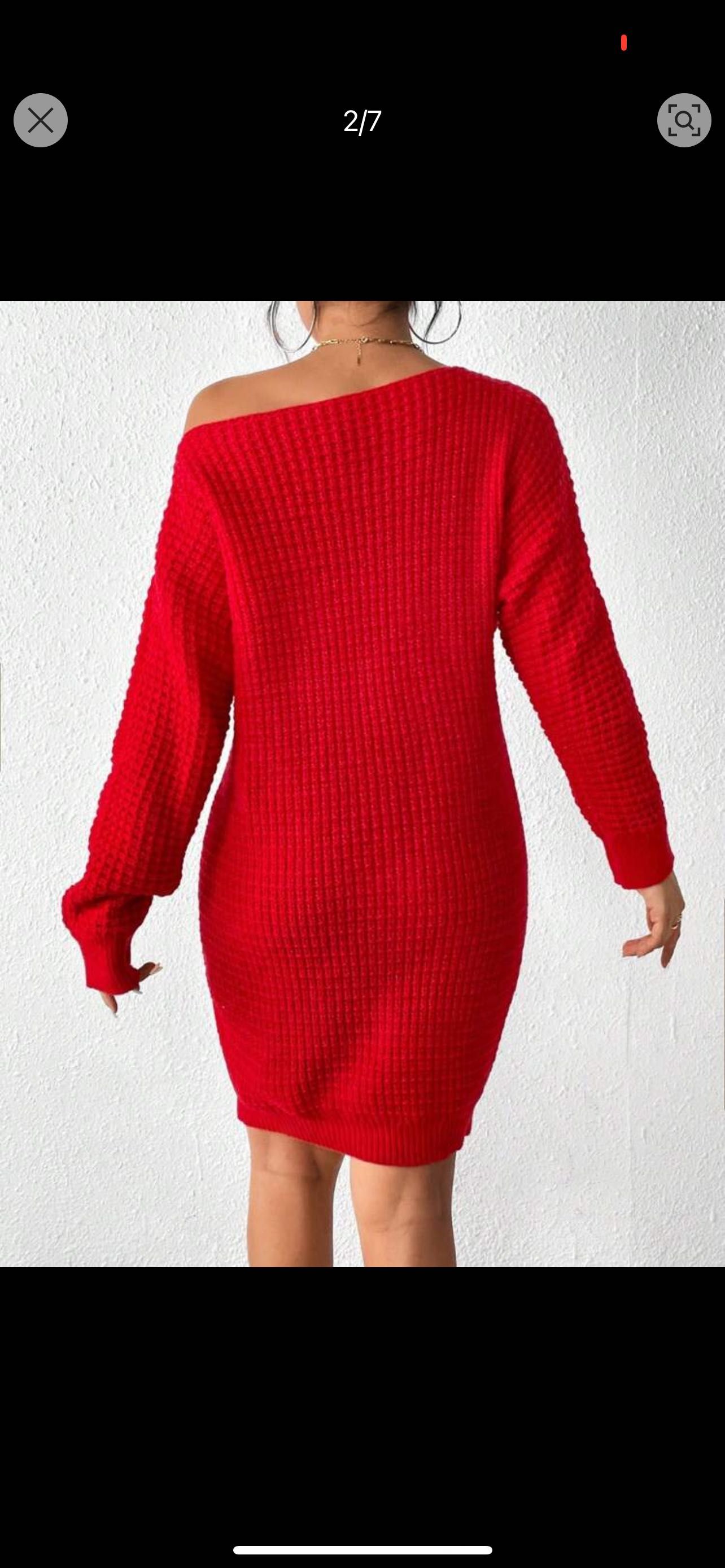 Nowy długi sweter czerwony damski sukienka sweterkowa oversize 36