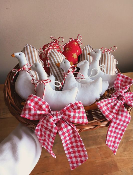 Ozdoby zawieszka świąteczna GĄSKI KOKARDA