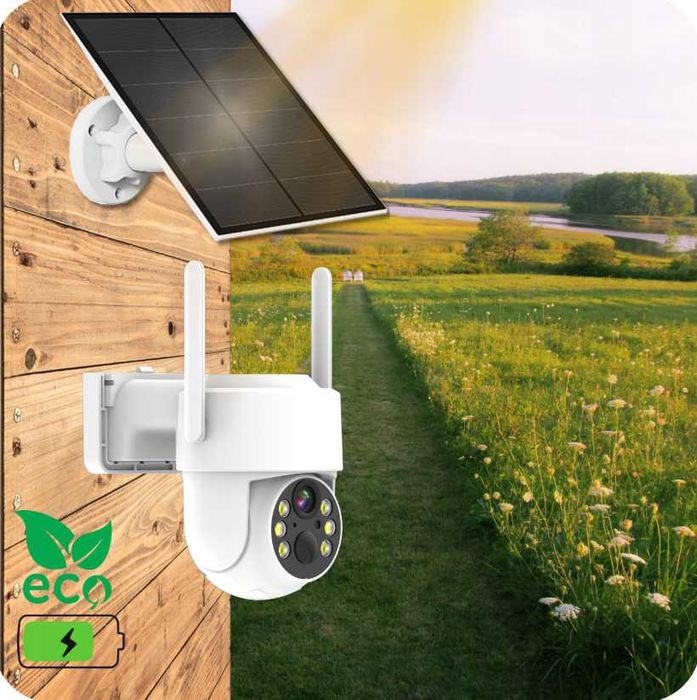 Solarna Kamera Obrotowa Zewnętrzna Bezprzewodowa Alarm WiFi - OKAZJA