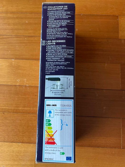 Projectores LED Encastrar (pack 3) - Novos - Cor Niquel Mate