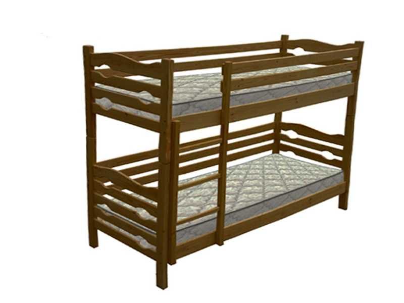 Ліжко двоповерхове дерев'яне 80х190 колір горіх темний