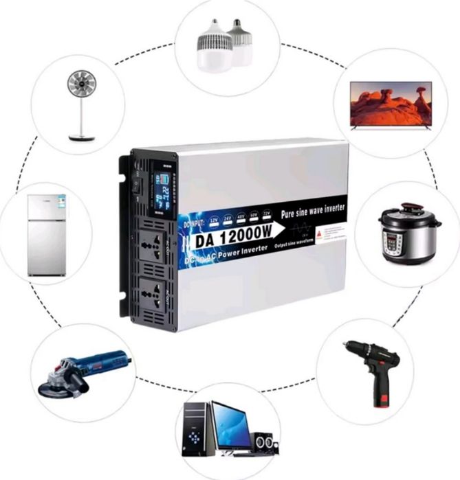 Инвертор из 24В в 220В, очень мощный 5кВт рабочая, 12кВт пик, ч.синус