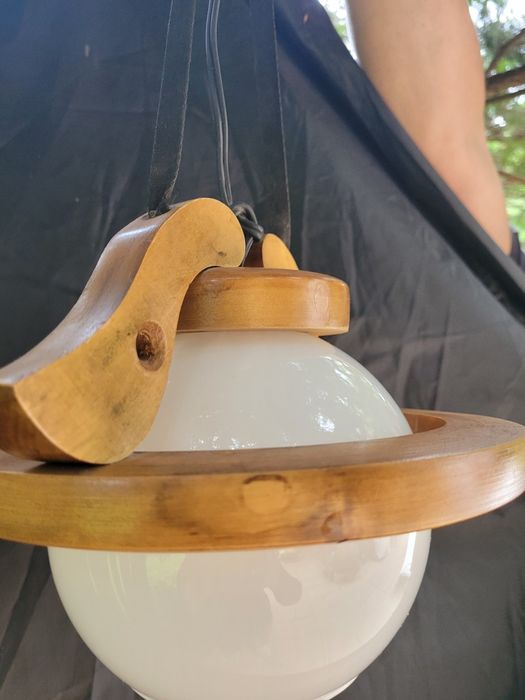 PRL lampa drewniana wisząca
