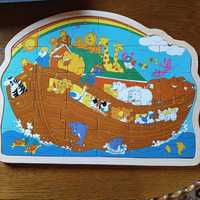 Grube puzzle układanka drewniana Arka Noego i czerwony kapturek