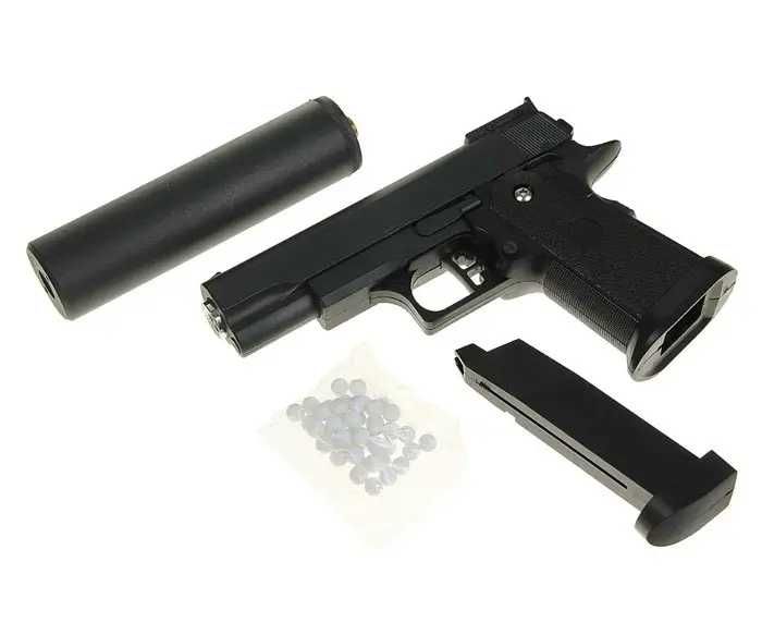 Іграшковий металевий пістолет Кольт 1911 з глушником Galaxy G10A