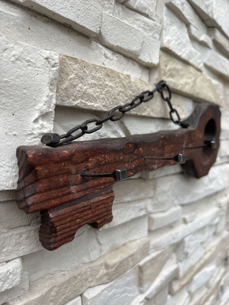 Handmade stary drewniany wieszak na klucze