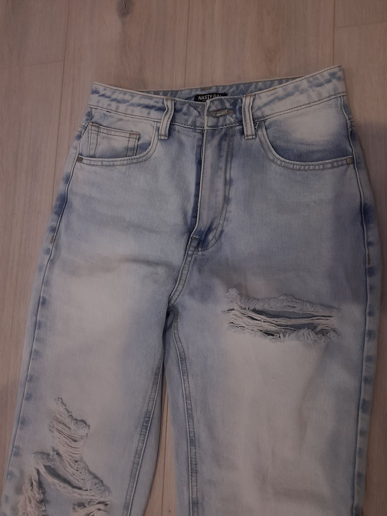 Jeansy mom jeans spodnie dziury xs