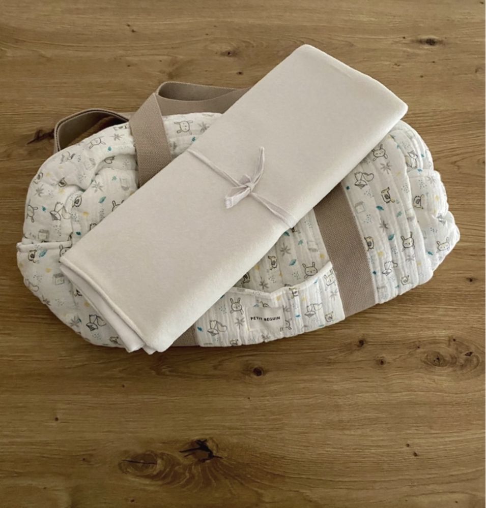Saco/mala maternidade com tapete muda fraldas, 100% algodão, NOVO