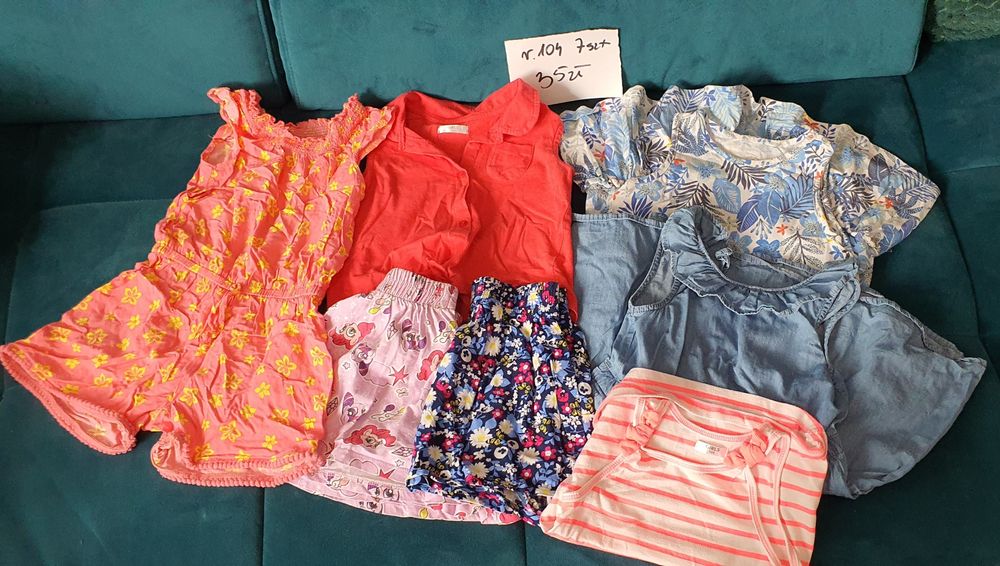 Zestaw letnich ubranek dla dziewczynki rozmiar 104 sukienka spódniczka