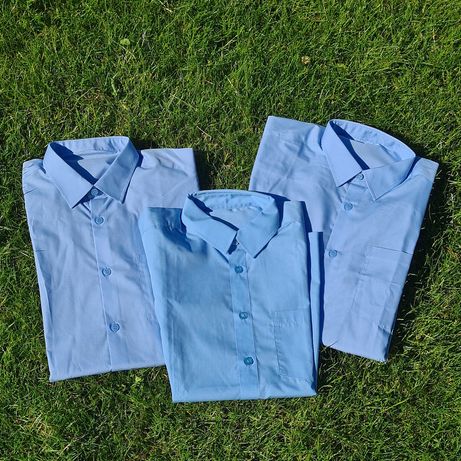 Голубая рубашка с коротким рукавом Школьная рубашка 146 см , 11 лет