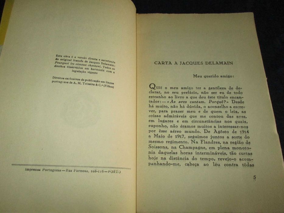 Livro As Aves Cantam Porquê? Jacques Delamain