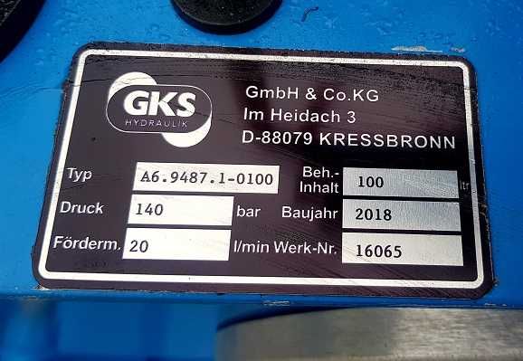 NOWA Stacja hydrauliczna pompa zasilacz GKS Hydraulik 140 bar 18r